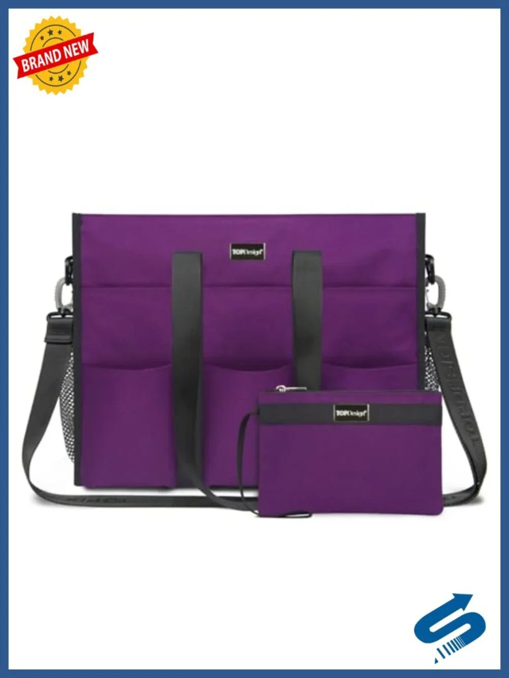 Utility Water Resistant Tote Bag with 22 Pockets, Top Zipper, Thick Bottom,